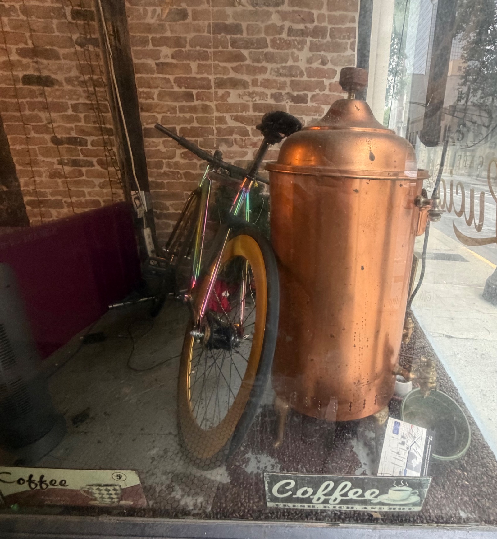 This is one of the things that pulled me in to the café. I did not get a chance to ask the barista about these artifacts before they closed.